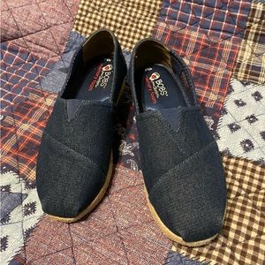✨LIKE NEW✨ Bobs from Skechers dark denim blue canvas wedge slip on shoes 9.5W